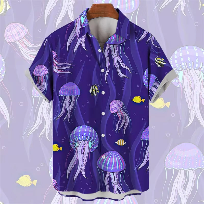 Men's Sea Animals Print Short-Sleeved Shirts