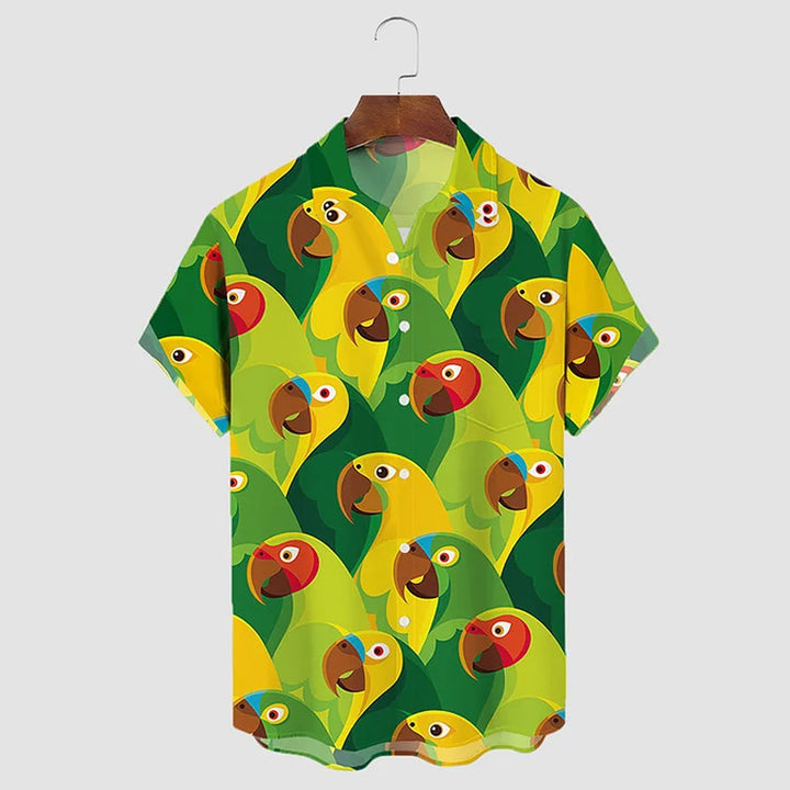 Men's Parrot Printed Short Sleeve Shirt