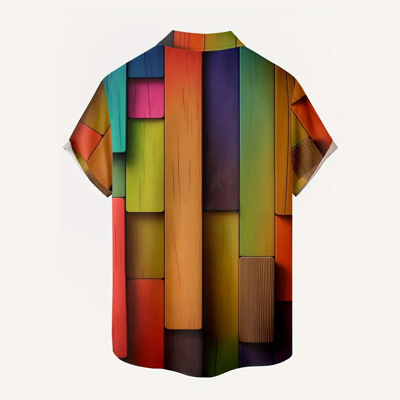 Men's Colorful Abstract Art Pattern 3D Digital Print Shirt
