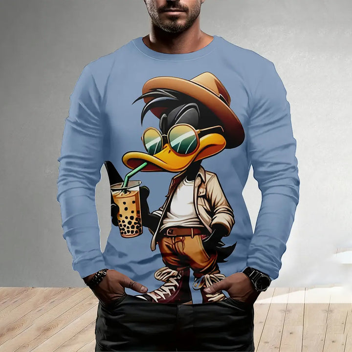 Men's Dapper Duck Print Long Sleeve T-Shirt