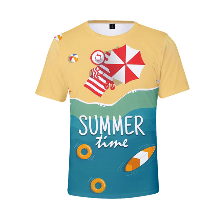 Men's Summer Hawaiian Print Short Sleeve T-Shirt