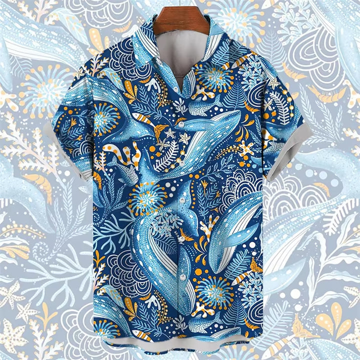 Men's Sea Animals Print Short-Sleeved Shirts