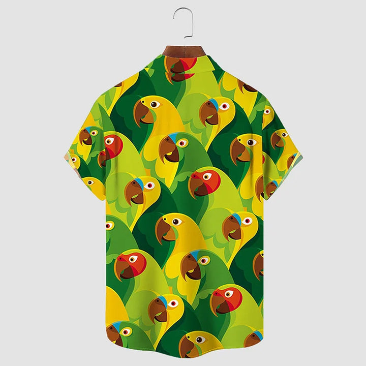 Men's Parrot Printed Short Sleeve Shirt