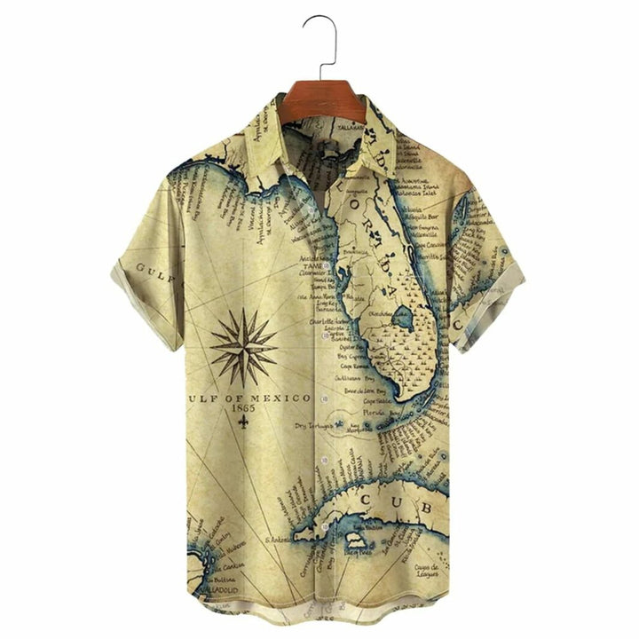Men's Vintage Florida Map Hawaiian Shirt