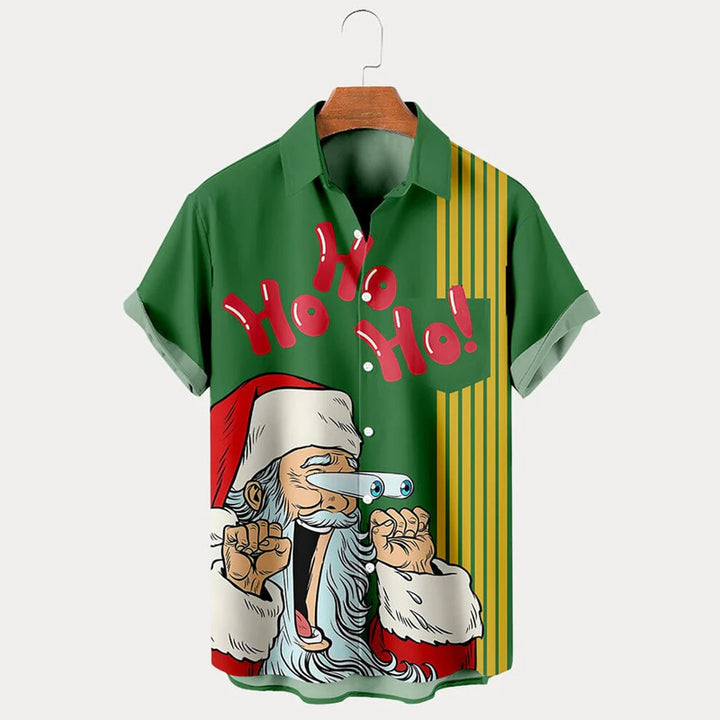 Funny Santa Claus Graphic Short Sleeve Shirt