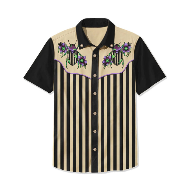 Men's Beetle stripe print Short Sleeve Shirts