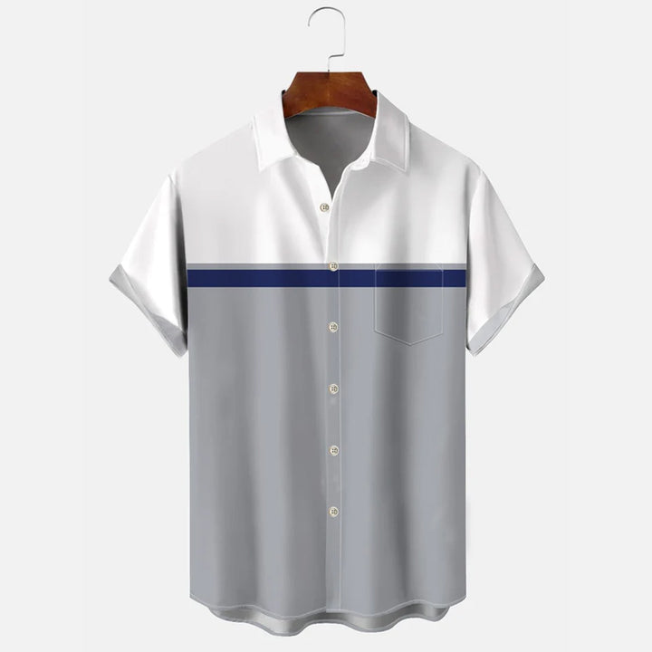 Men's Geometric Stripes Contrast Color Casual Shirt