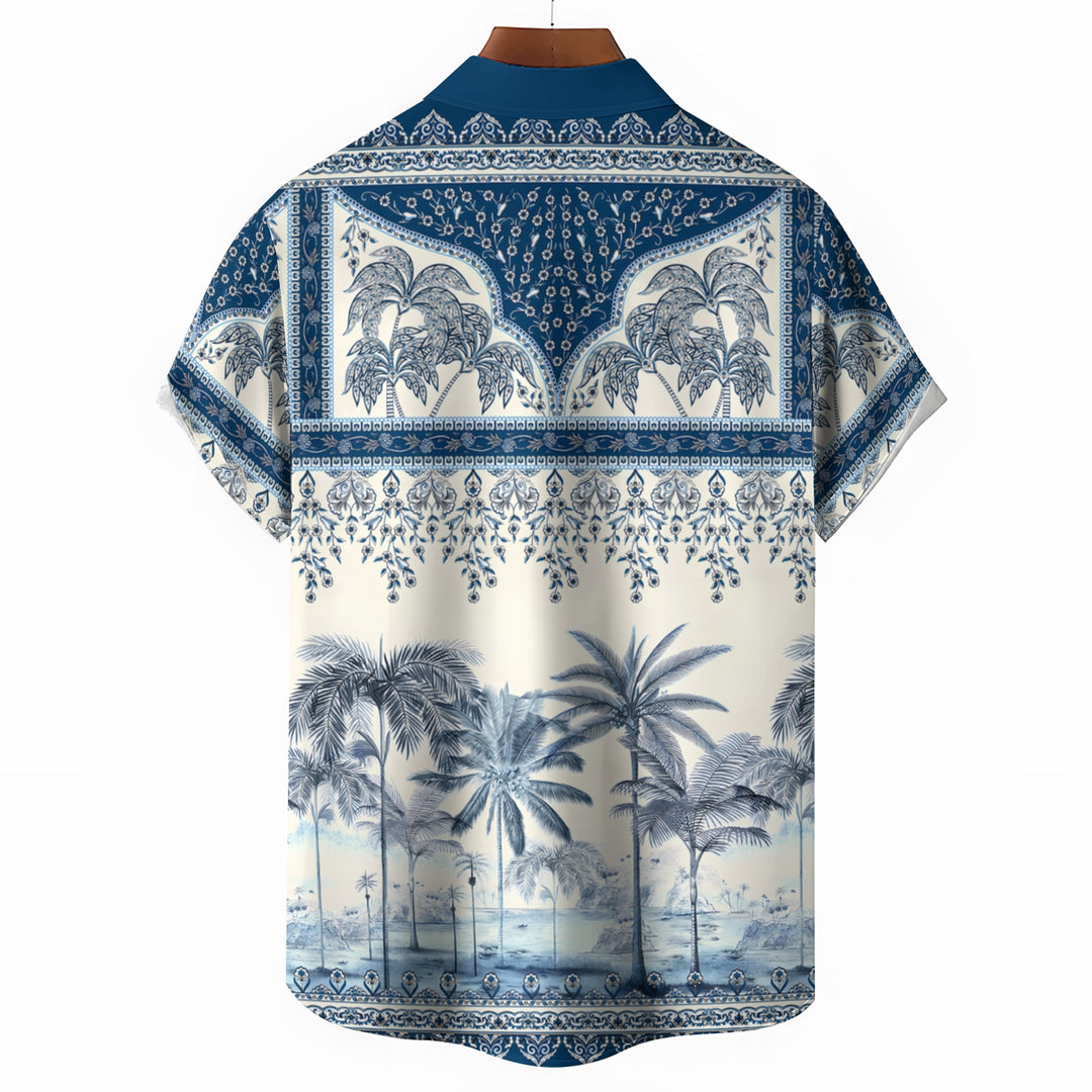 Men's Hawaiian Coconut Print Casual Short Sleeve Shirt 2404000058