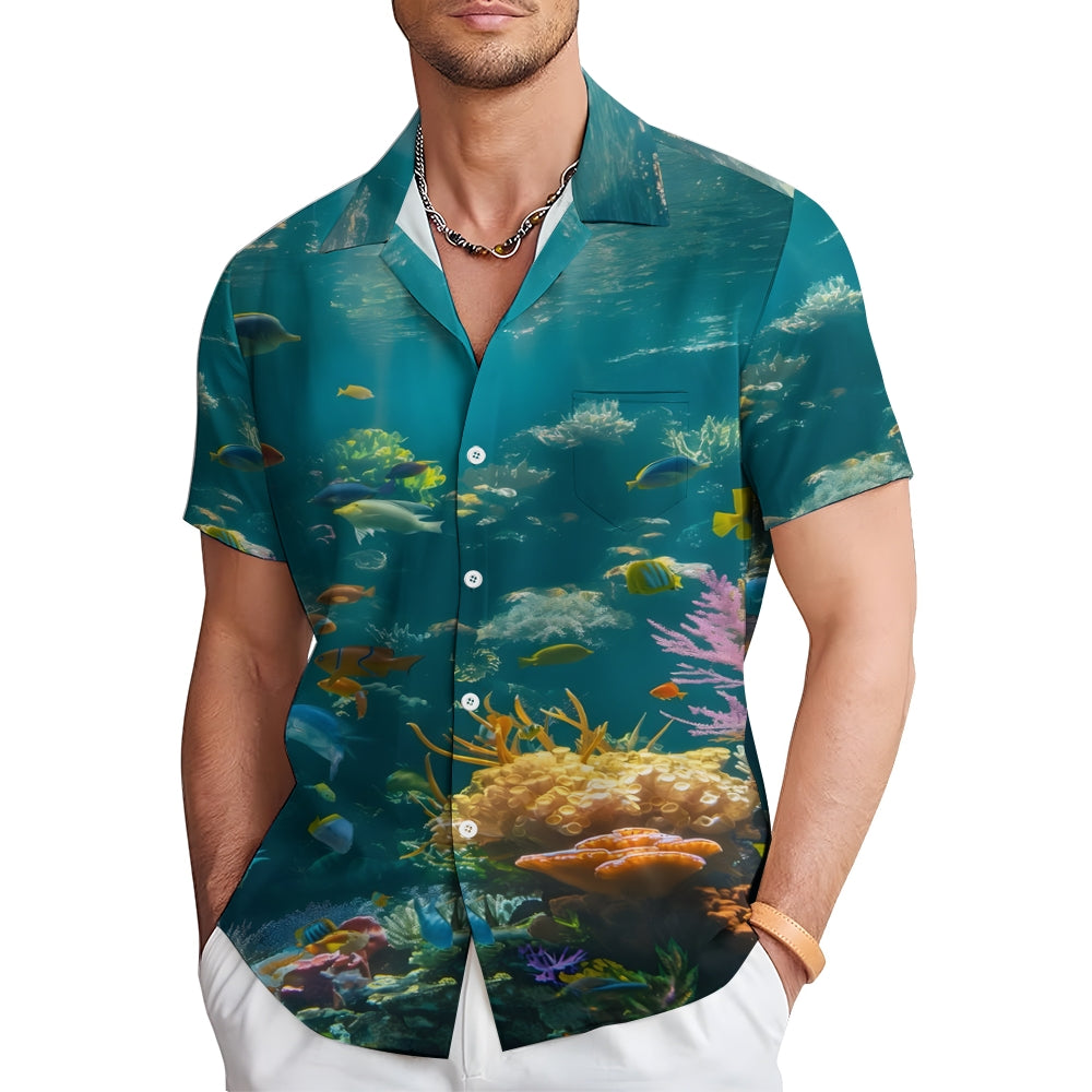 Undersea World Fish Linen Short Sleeve Shirt 2409010069