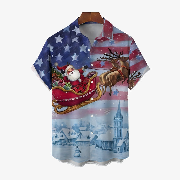 Men's Santa Claus Casual Short Sleeve Shirt 2411003254