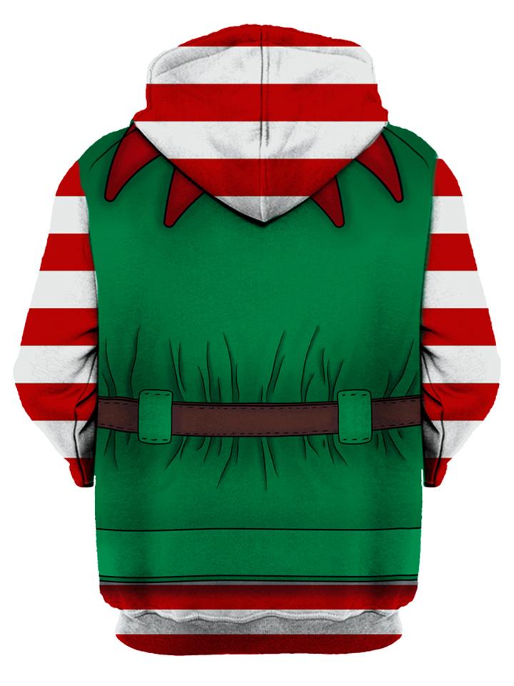 Men's Christmas Stripe Print Hooded Sweatshirt