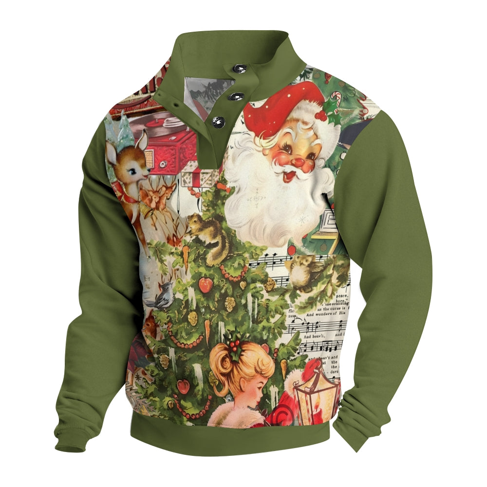 Christmas Santa Claus And Girl Printed Casual Long Sleeve Sweatshirt 2410006874