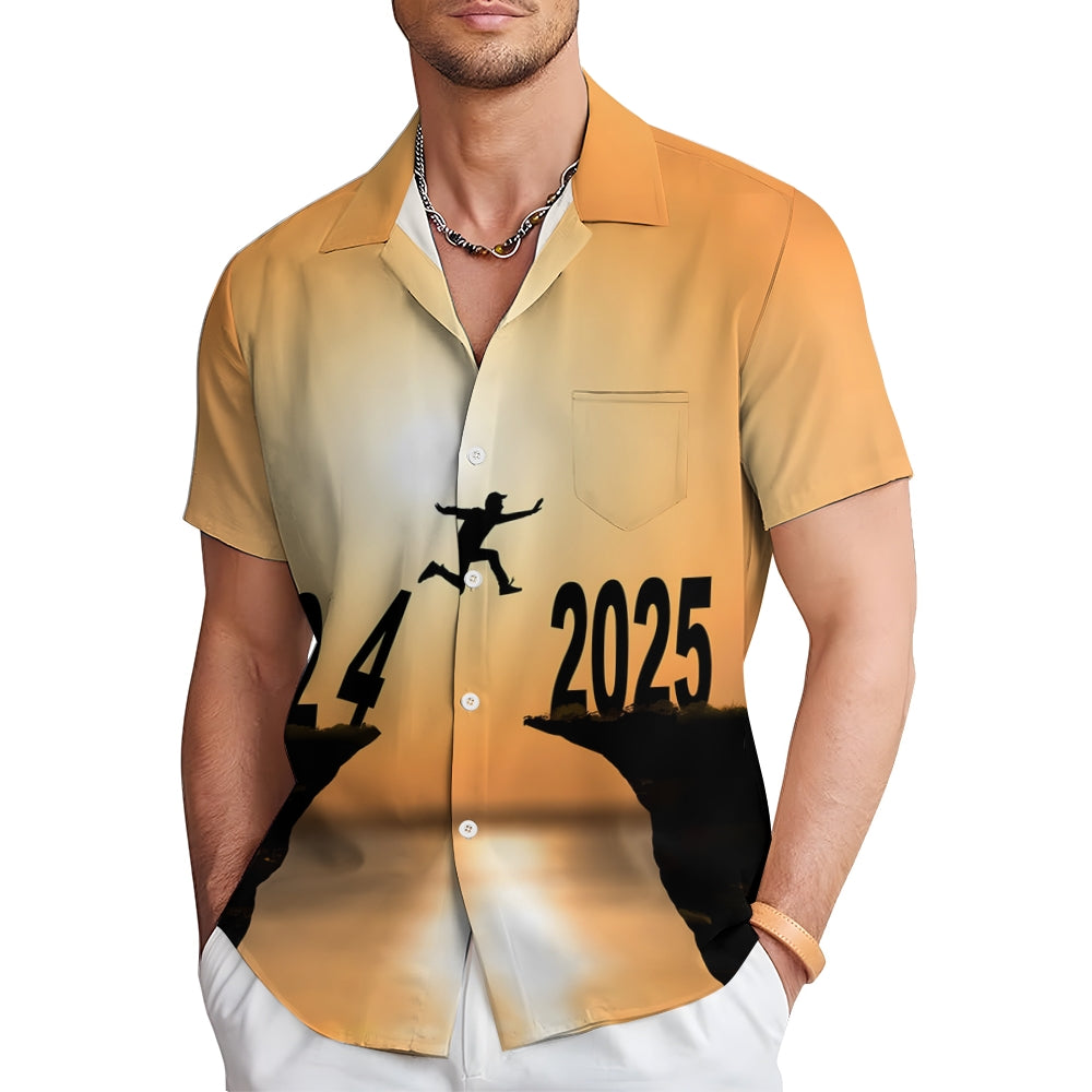 Happy New Year New Year's Eve Print Short Sleeve Shirt 2412010169