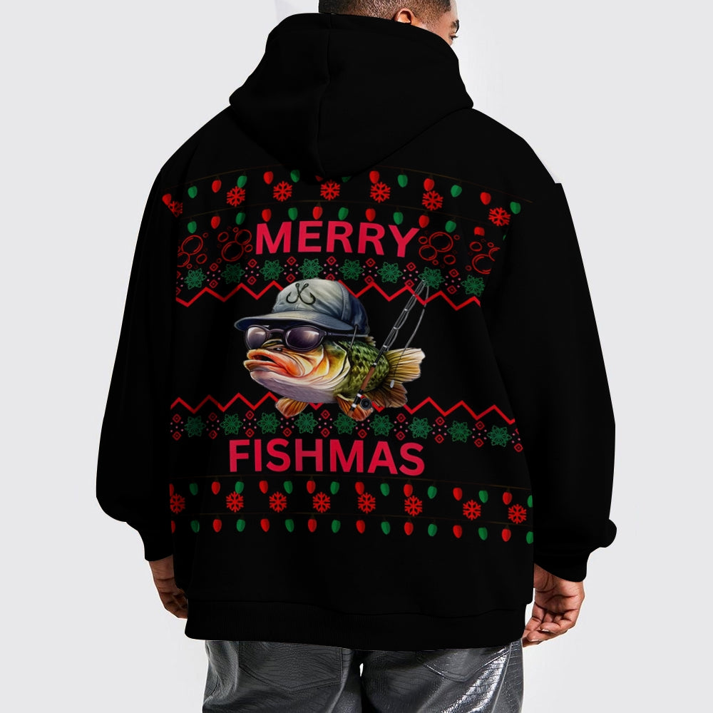 Plue Size Fishing Lovers Christmas Printed Hoodies 2411009466