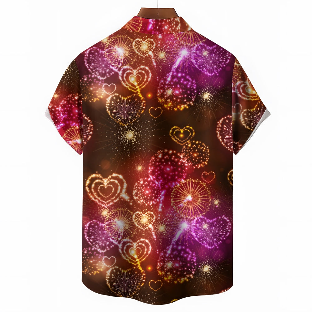 Holiday Love Fireworks Casual Short Sleeve Shirt 2408004489