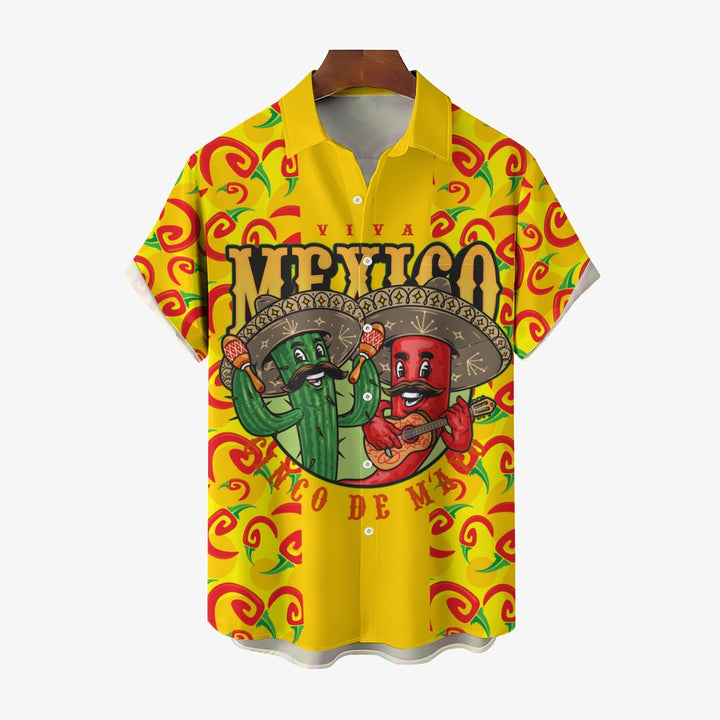 Cinco De Mayo Mexico Chili Casual Short Sleeve Shirt 2404001076