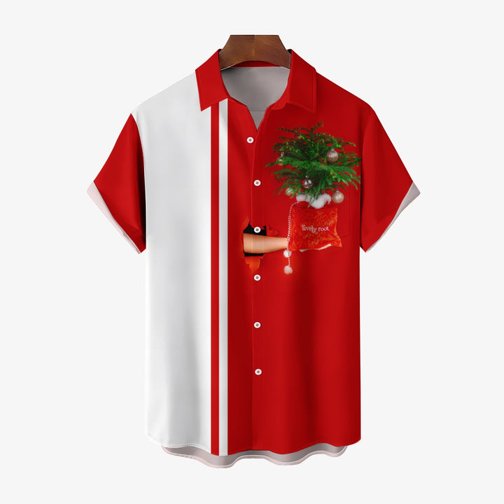 Men's Christmas Fun Print Casual Short Sleeve Shirt 2408007025