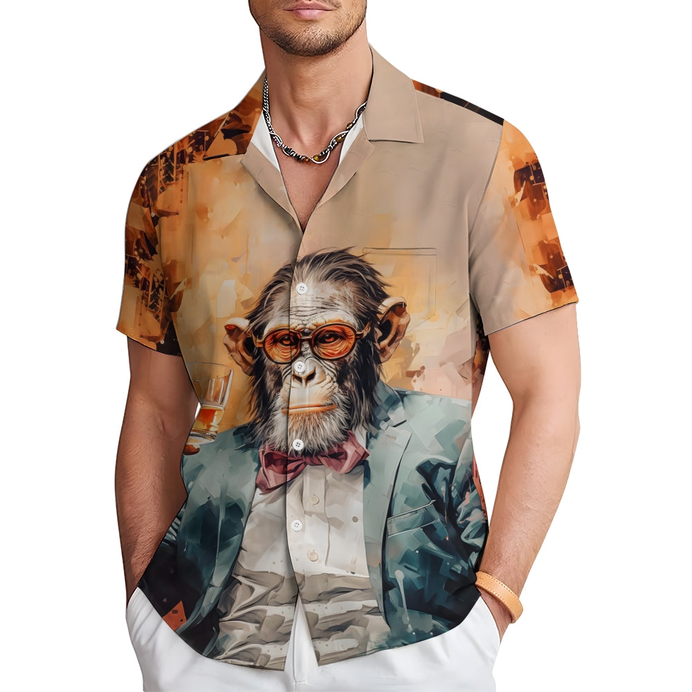 Gentleman Orangutan Casual Short Sleeve Shirt 2408005191