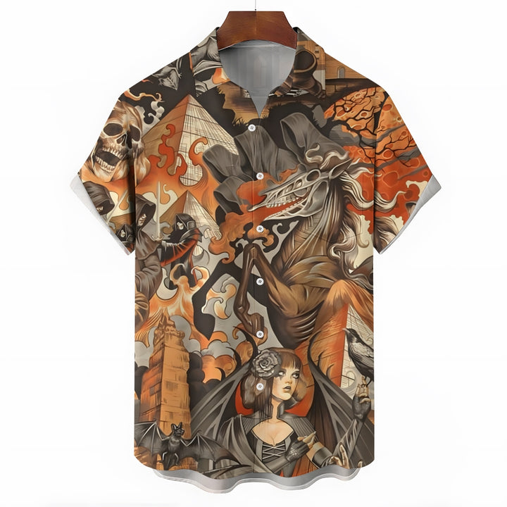 Skull Knight Demon Art Print Casual Shirt 2412006324