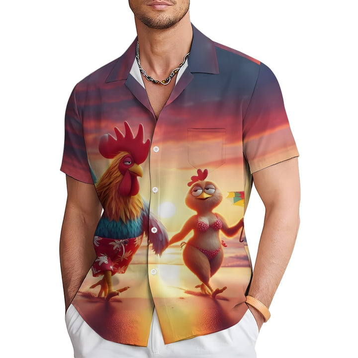 Love Chicken Hawaiian Casual Short Sleeve Shirt 2409002579