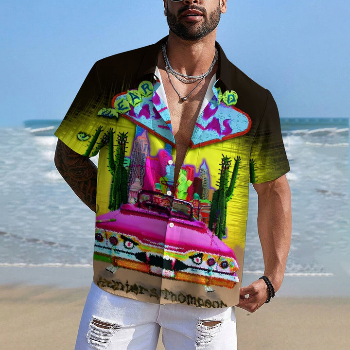 Las Vegas Poster Print Casual Short Sleeve Shirt 2410008349