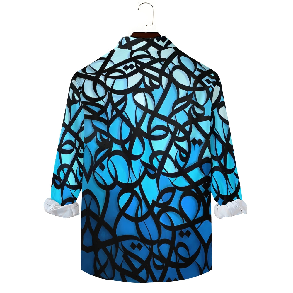 Men's Artistic Gradient Printed Long Sleeve Shirt 2411003306