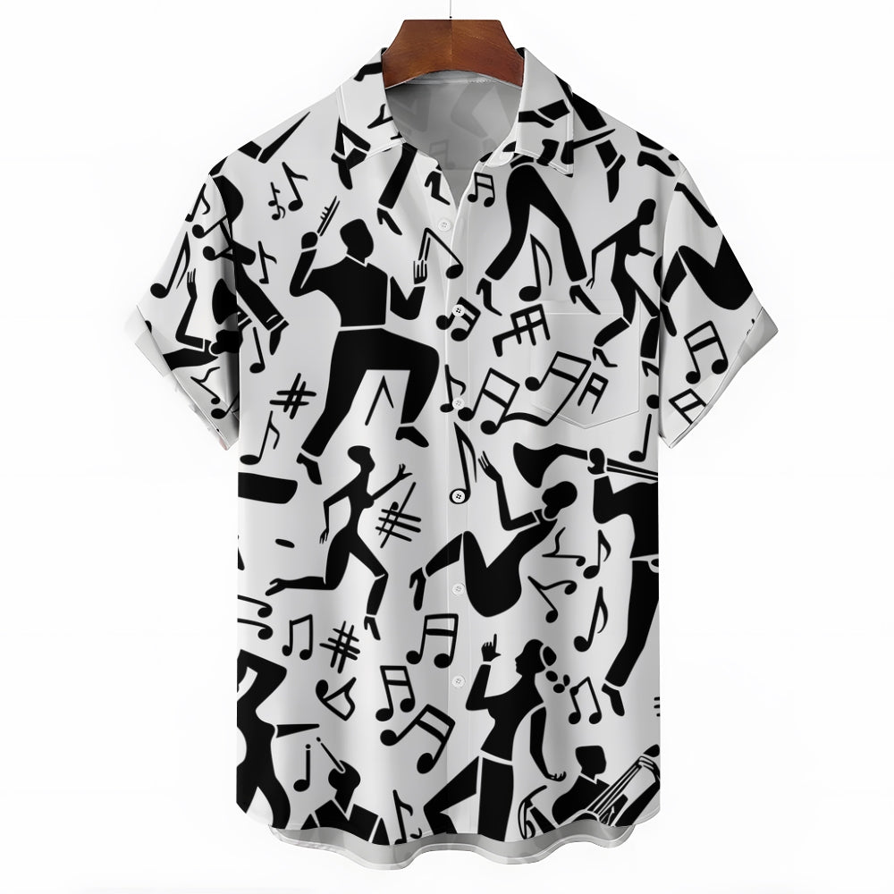 Geometric Figure Music Print Casual Oversized Short-Sleeved Shirt 2406003417