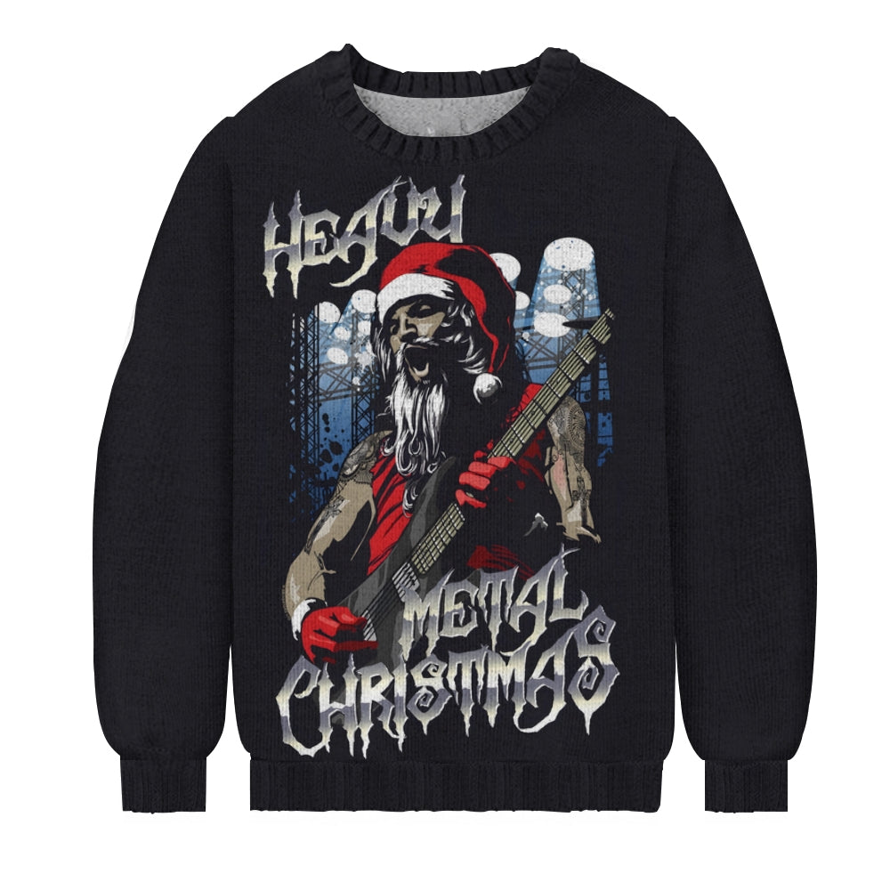 Men's Rock Christmas Print Casual Knit Crew Neck Sweater 2411010332