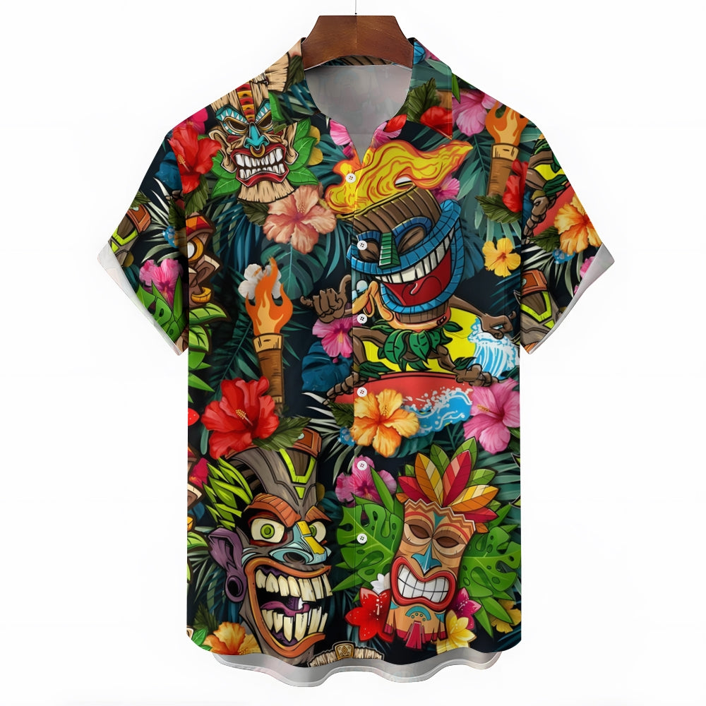 Men's Hawaiian TIKI Art Casual Short Sleeve Shirt 2404000237