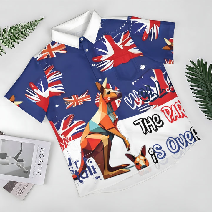 Australia Day Holiday Prints Casual Short Sleeve Shirt 2412001301