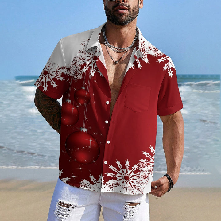 Men's Christmas Trendy Snowflake Graphic Print Short Sleeve Shirt