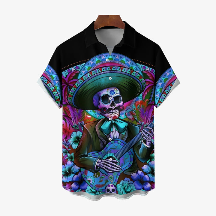 Mexican Day of the Dead Music Short Sleeve Shirt 2409008999