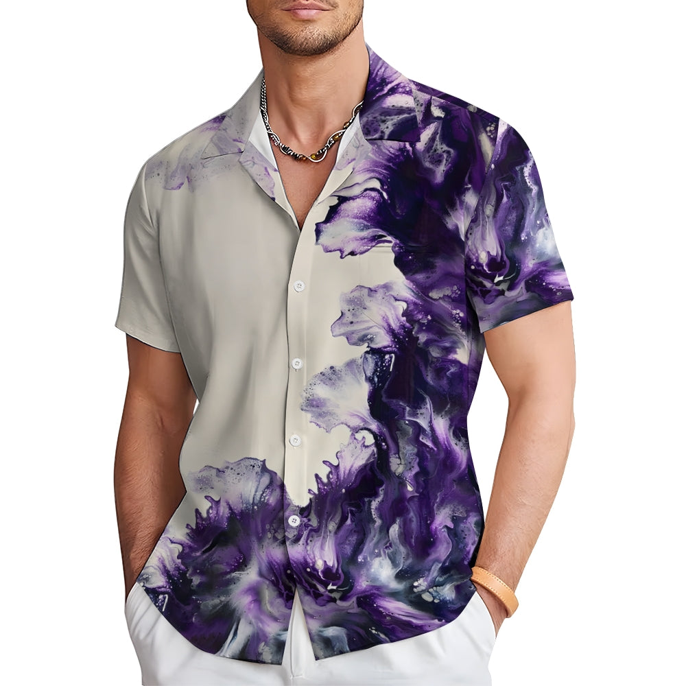 Purple Gradient Texture Art Print Short Sleeve Shirt 2405000465