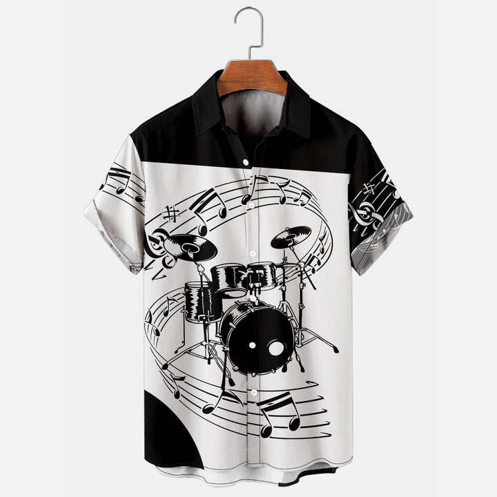 Men's Drum Kit Music Hawaiian Short Sleeve Shirts