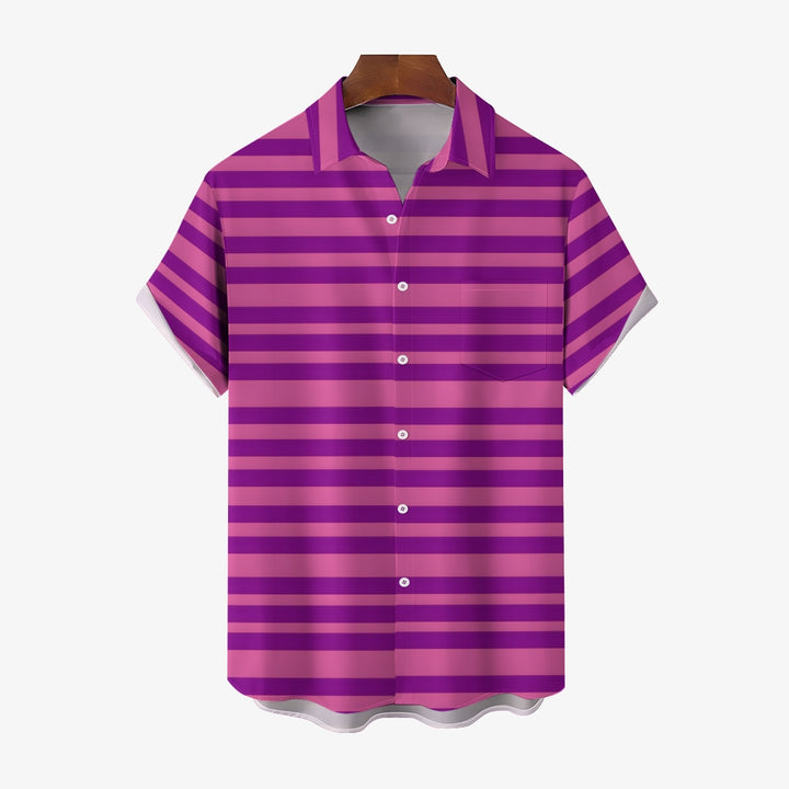 Men's Stripe Casual Short Sleeve Shirt 2403000754