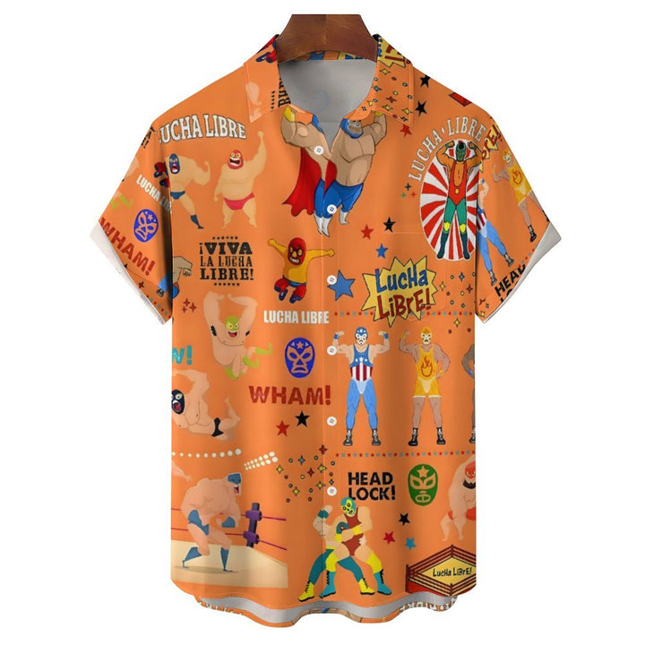 Mexican Cultural Gladiators Casual Short Sleeve Shirt 2312000472