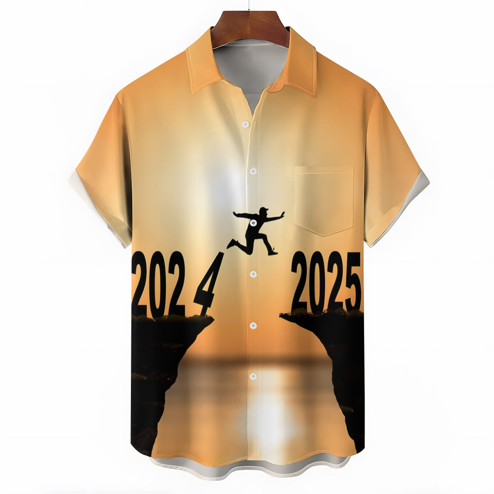 Happy New Year New Year's Eve Print Short Sleeve Shirt 2412010169