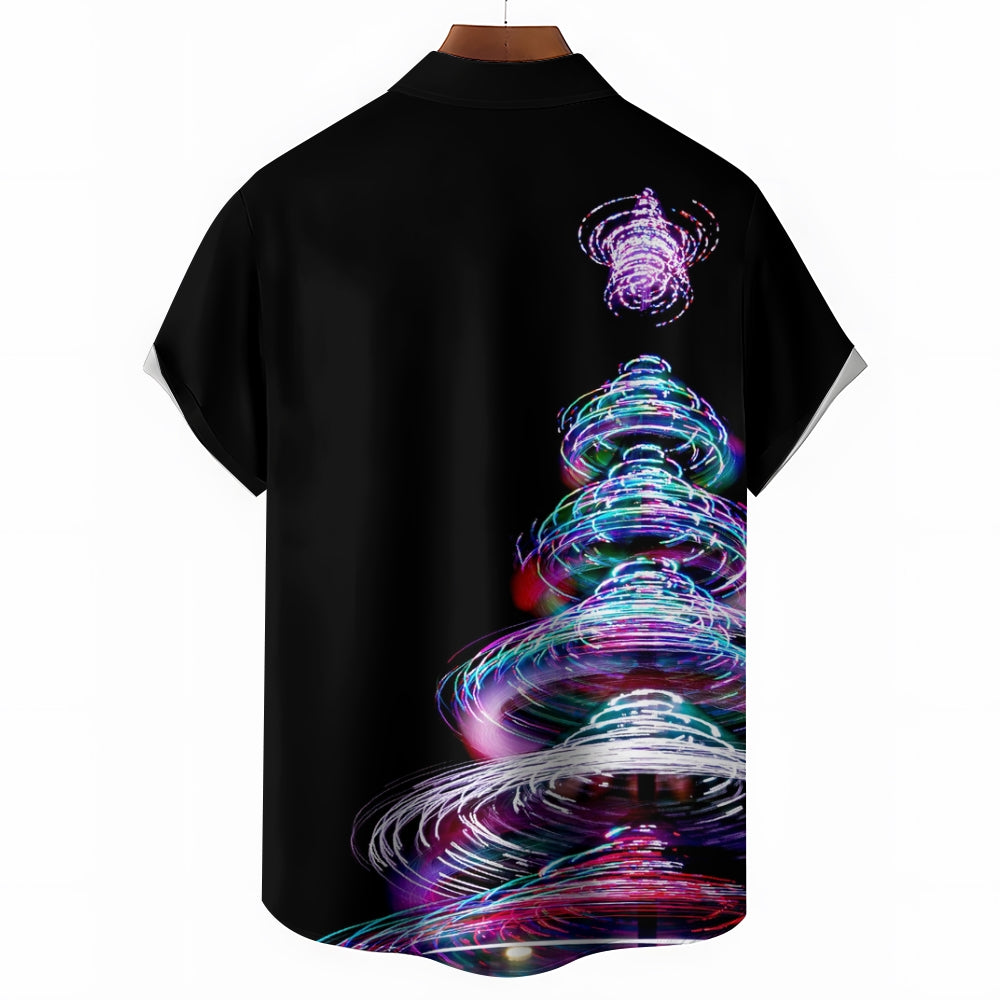 Christmas Tree Lights Casual Short Sleeve Shirt 2409002029