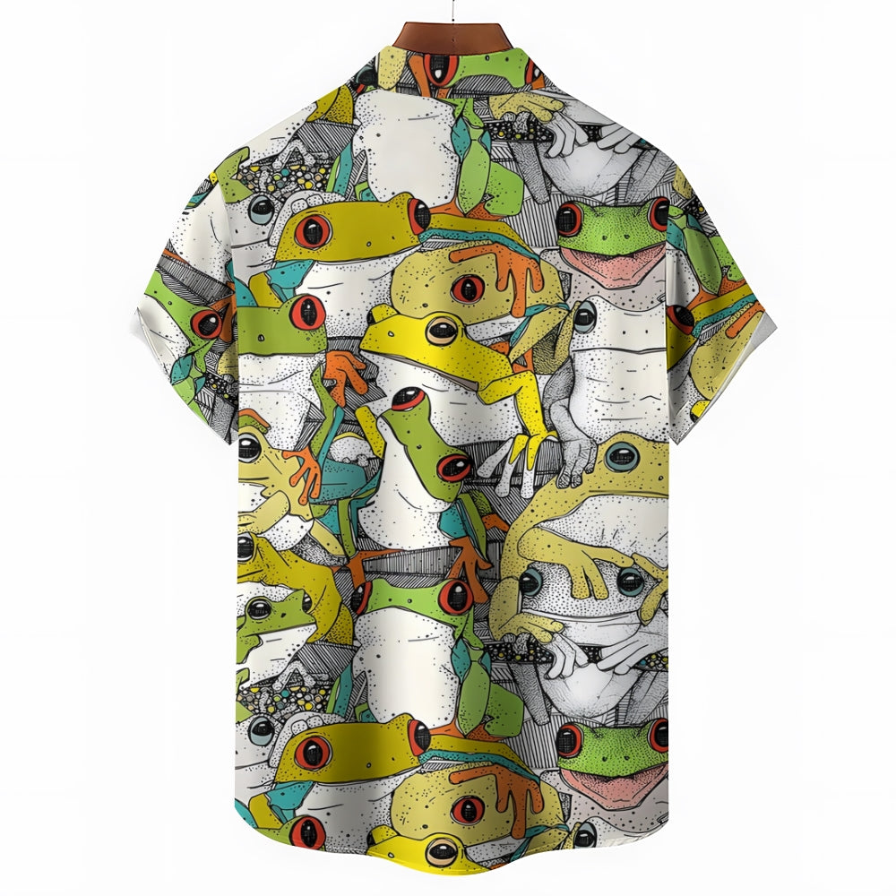 Men's Rainforest Frogs Hawaiian Short Sleeve Shirt 2410009341