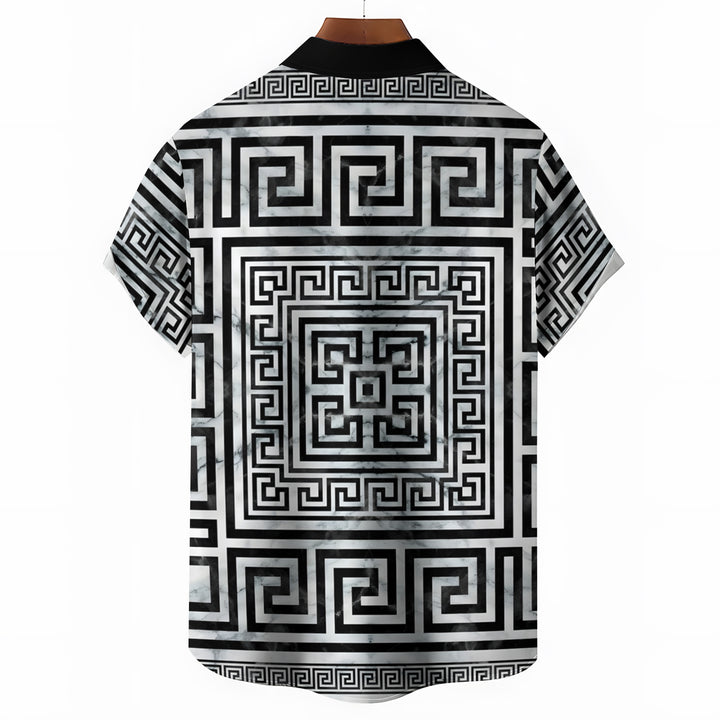Classic Graphic Geometric Print Casual Short Sleeve Shirt 2404001500