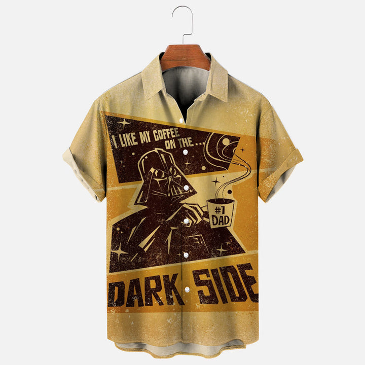 Men's Vintage Star Wars Coffee Poster Print Short Sleeve Shirt