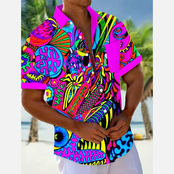 Men's Abstract Art 3D Print Button-Up Shirt