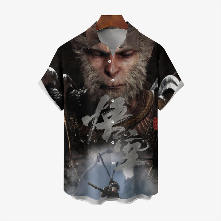 Black Myth Wukong Game Monkey Print Short-Sleeved Shirt