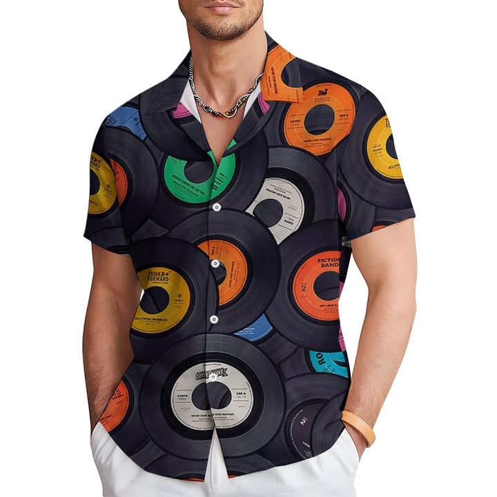 Men's Fun Printed Casual Chest Pocket Short Sleeve Shirt 2309000439