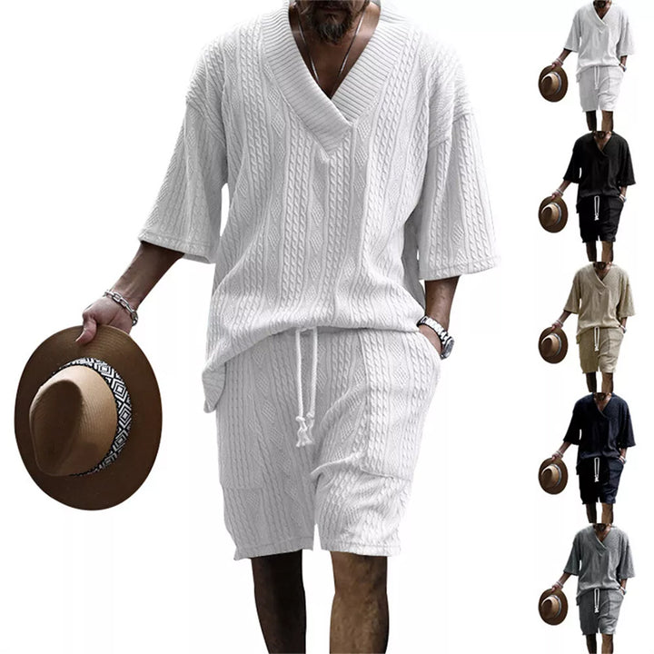 Men's Fashionable V-Neck Short-Sleeved Suit