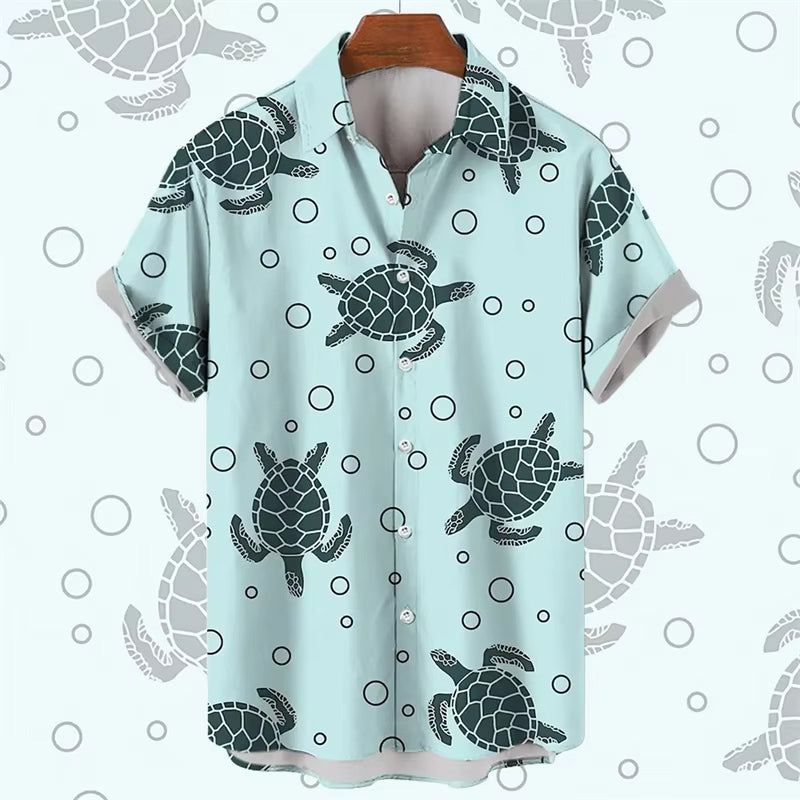 Men's Sea Animals Print Short-Sleeved Shirts