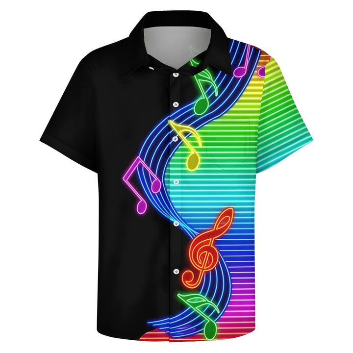 Men's Music Colorful Print Casual Short Sleeve Shirt 2404000645
