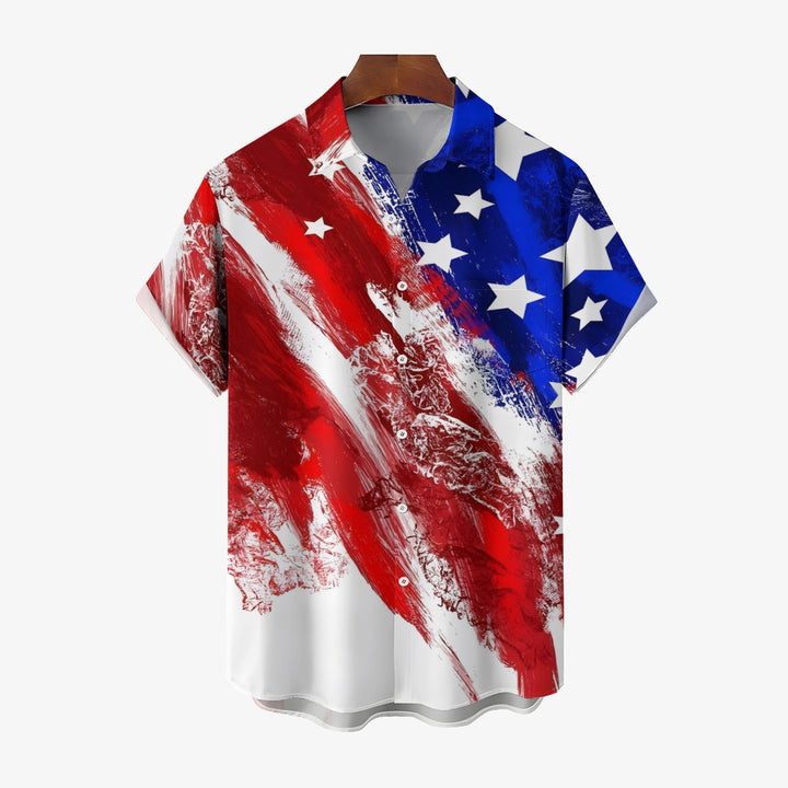 Men's Flag Patriotism Short Sleeve Shirt 2404001064