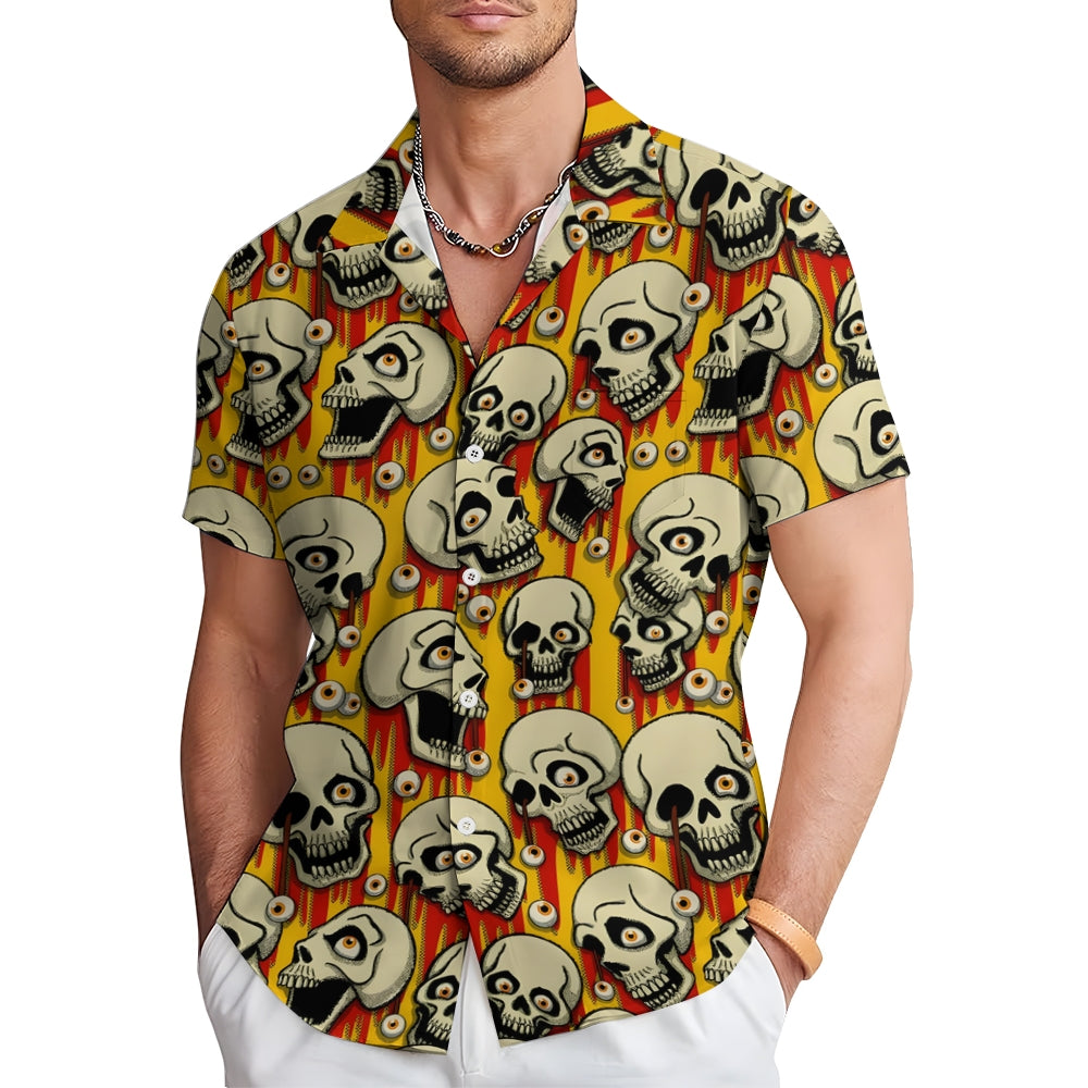 Halloween Skull Horror Men's Casual Short Sleeve Shirt 2407004570