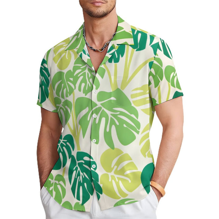 Men's Leaf Casual Short Sleeve Shirt 2312000541